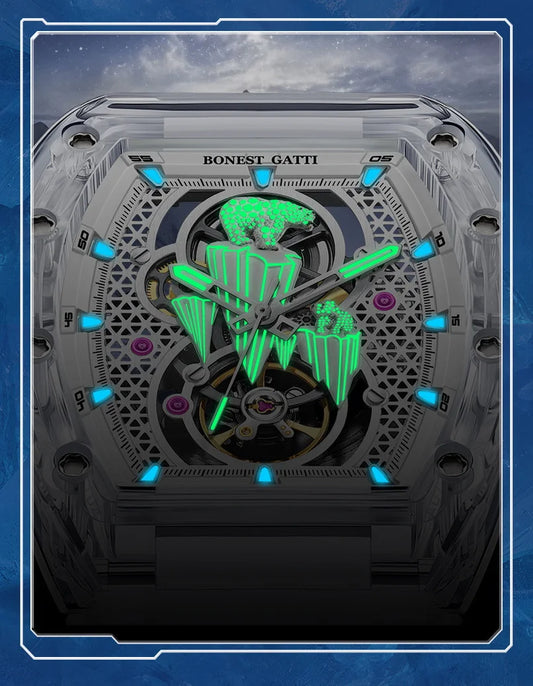 Bonest Gatti luxury automatic watch polar bear skeleton dial