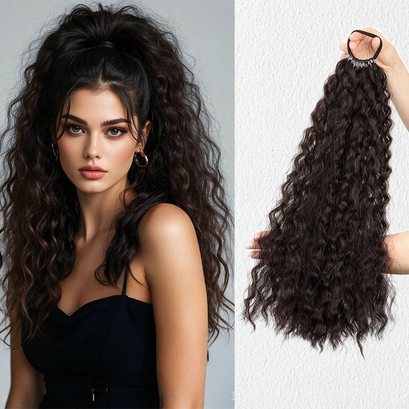 Synthetic long curly ponytail with elastic hair rope – daily & party hair extension