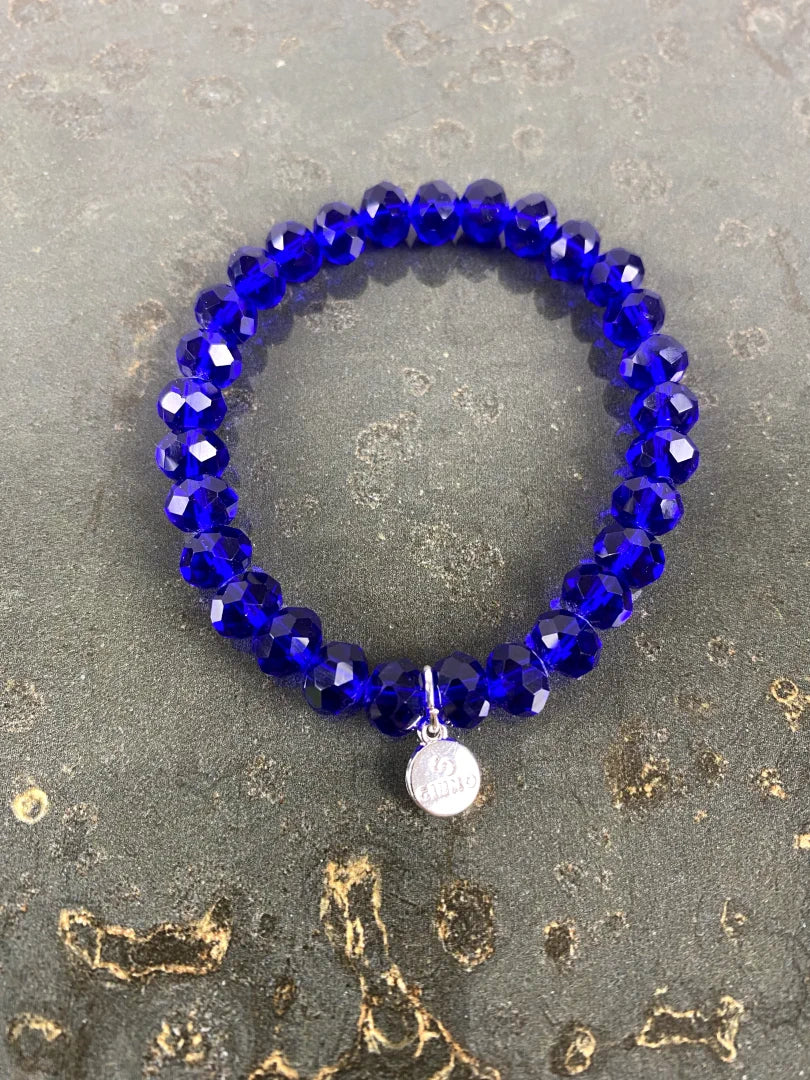 Armband Kristall Blau eckig mit Quaste