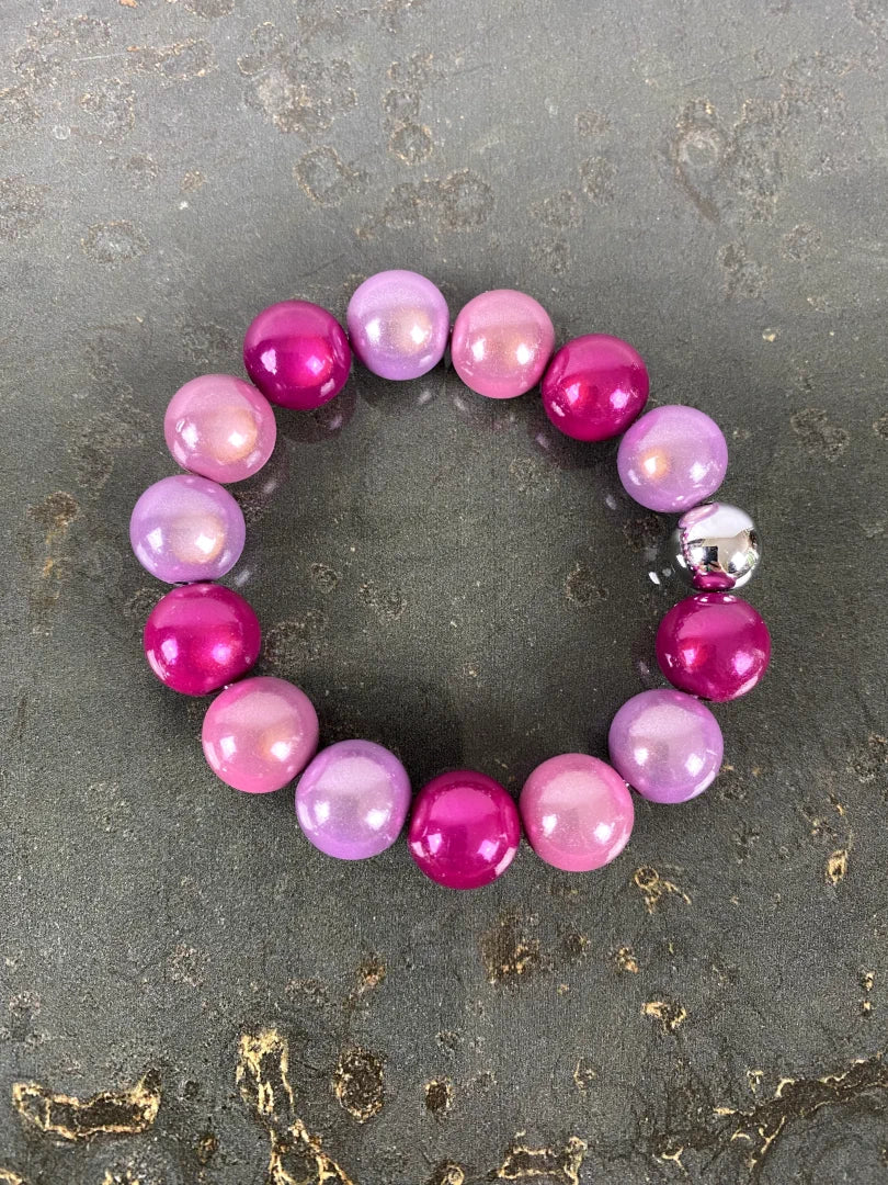 Armband Shiny Pearls Flieder Pink Perlen mit 3D Leuchteffekt - Mittelgroß