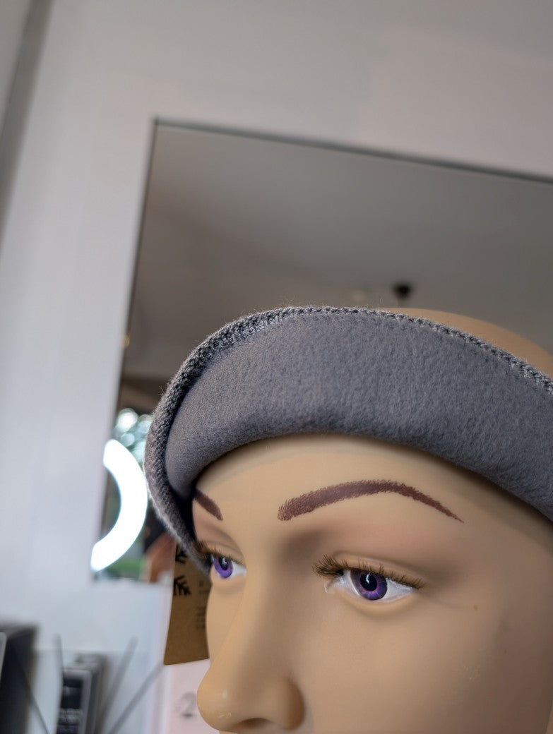 Stirnband gefüttert flauschig warm Viskose Nylon Grau 9cm breit mit Innenfutter