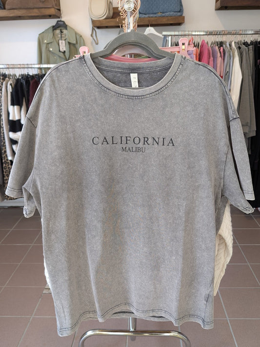 T-Shirt California Malibu in Grau/Anthrazit mit Backprint Orange, Baumwolle, One Size