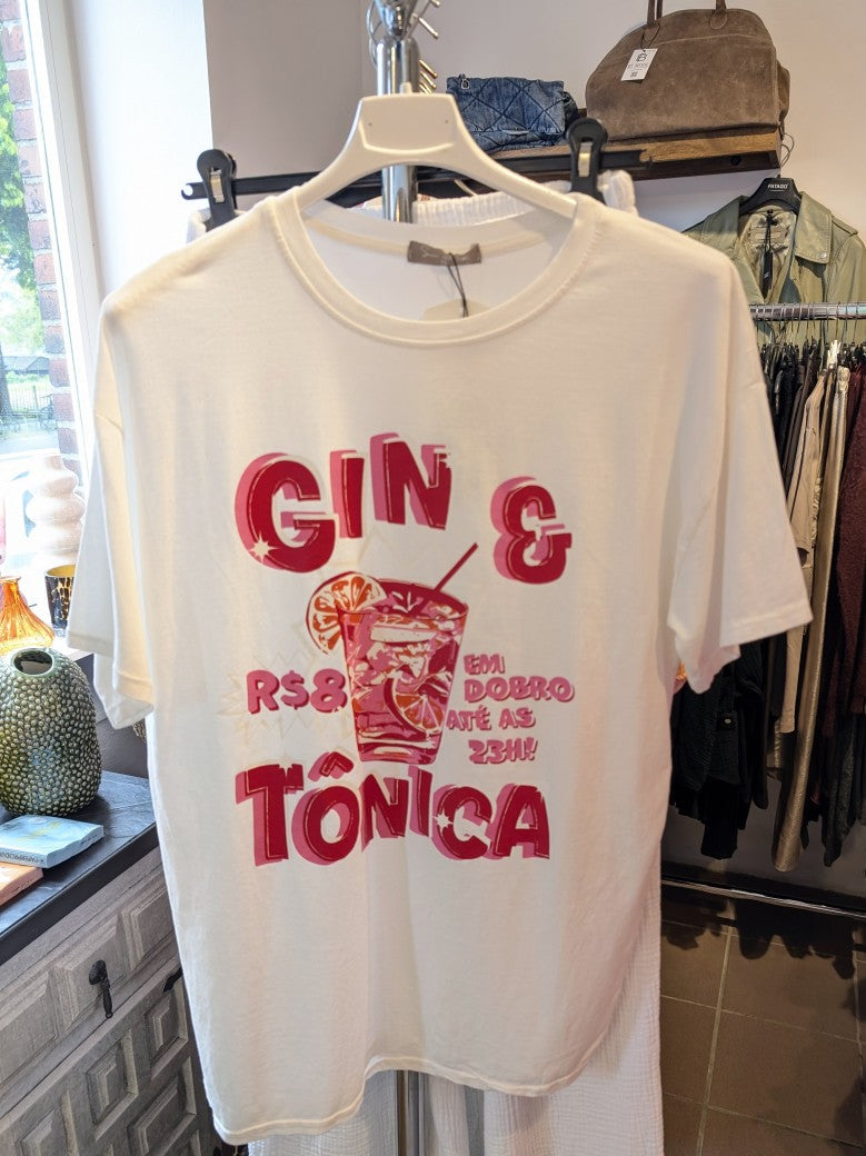 T-Shirt Gin & Tonica Weiß Pink Rot Baumwolle, One SIze 2857