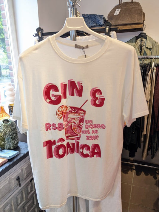 T-Shirt Gin & Tonica Weiß Pink Rot Baumwolle, One SIze 2857