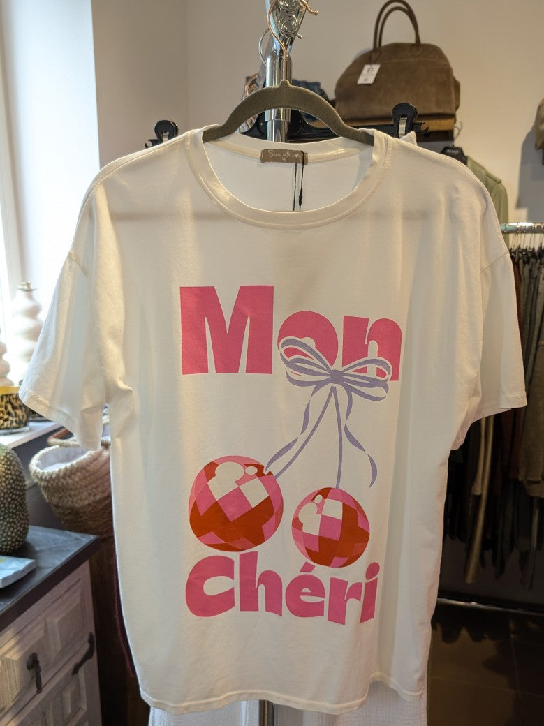 T-Shirt Mon Chéri Weiß Pink Flieder Rot Baumwolle, One Size 2857