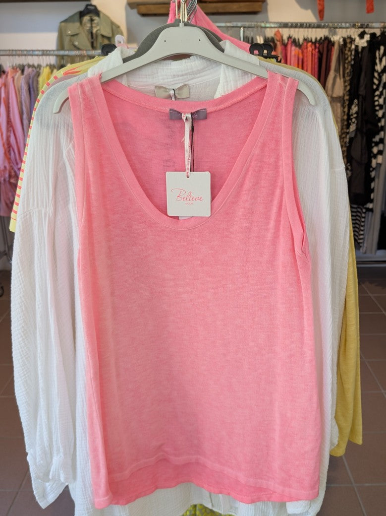 Top Lang in Neon Pink Baumwolle, One Size - von BELIEVE