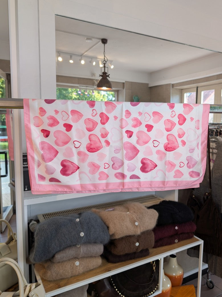 Tuch Herzen Weiß Pink Lila Rot Viskose quadratisch WJ-2017