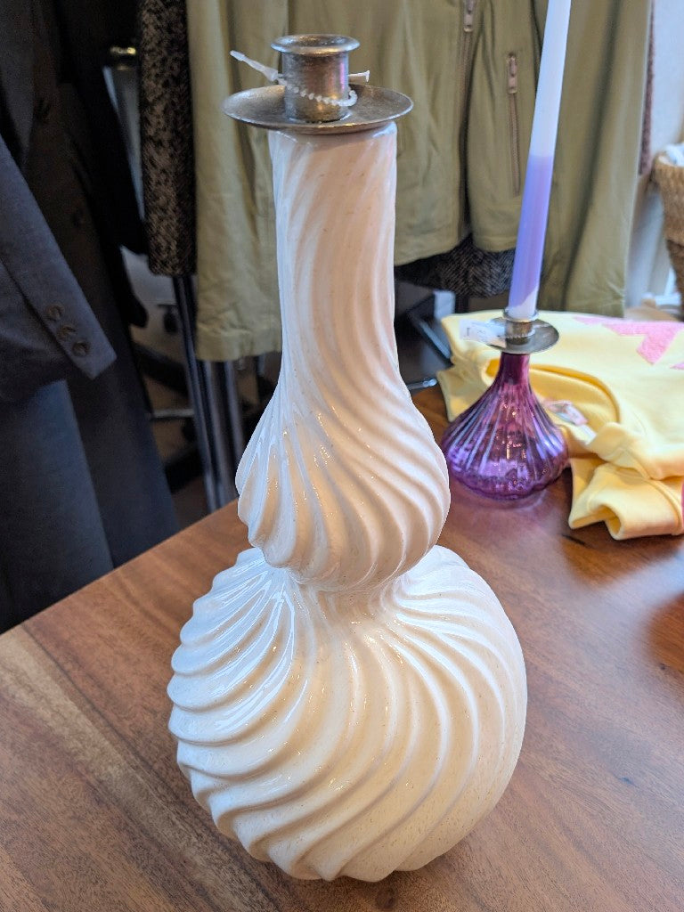 Vase Steingut Curly bauchig Créme XL
