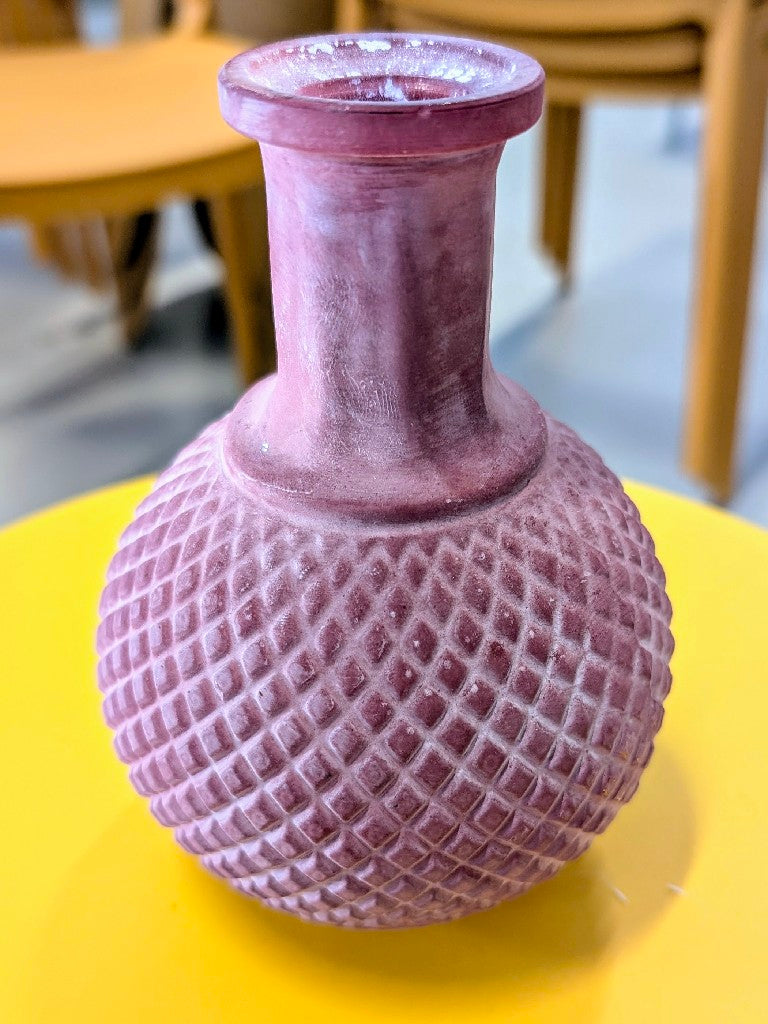 Vase aus Glas verziert in Matt Rosa Rot