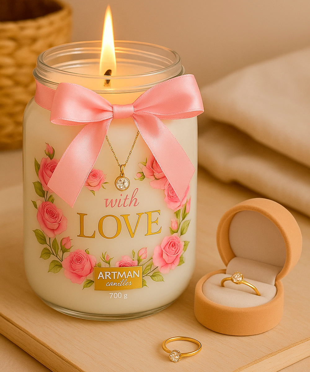 Schmuckkerze - XXL Duftkerze mit Schmuck - Luxus Edition