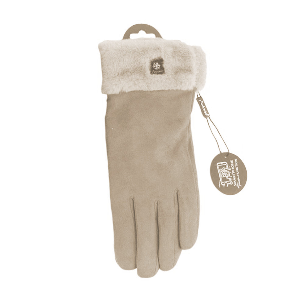 Winter Handschuhe » Gefütterte Fingerhandschuhe Suede mit Thermo Teddy » Winterhandschuhe mit Touchfunktion