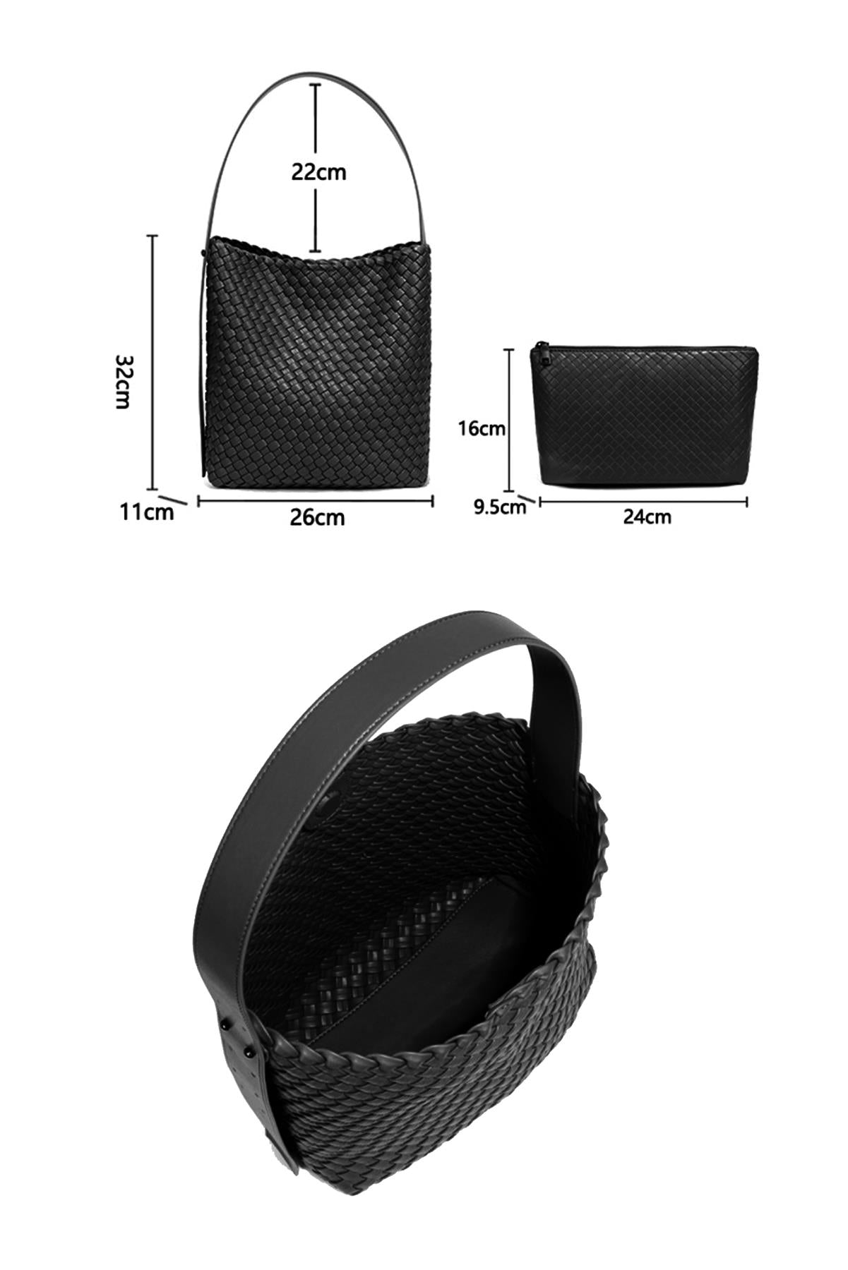 Braided Shoulder Handbag In Black - AXON