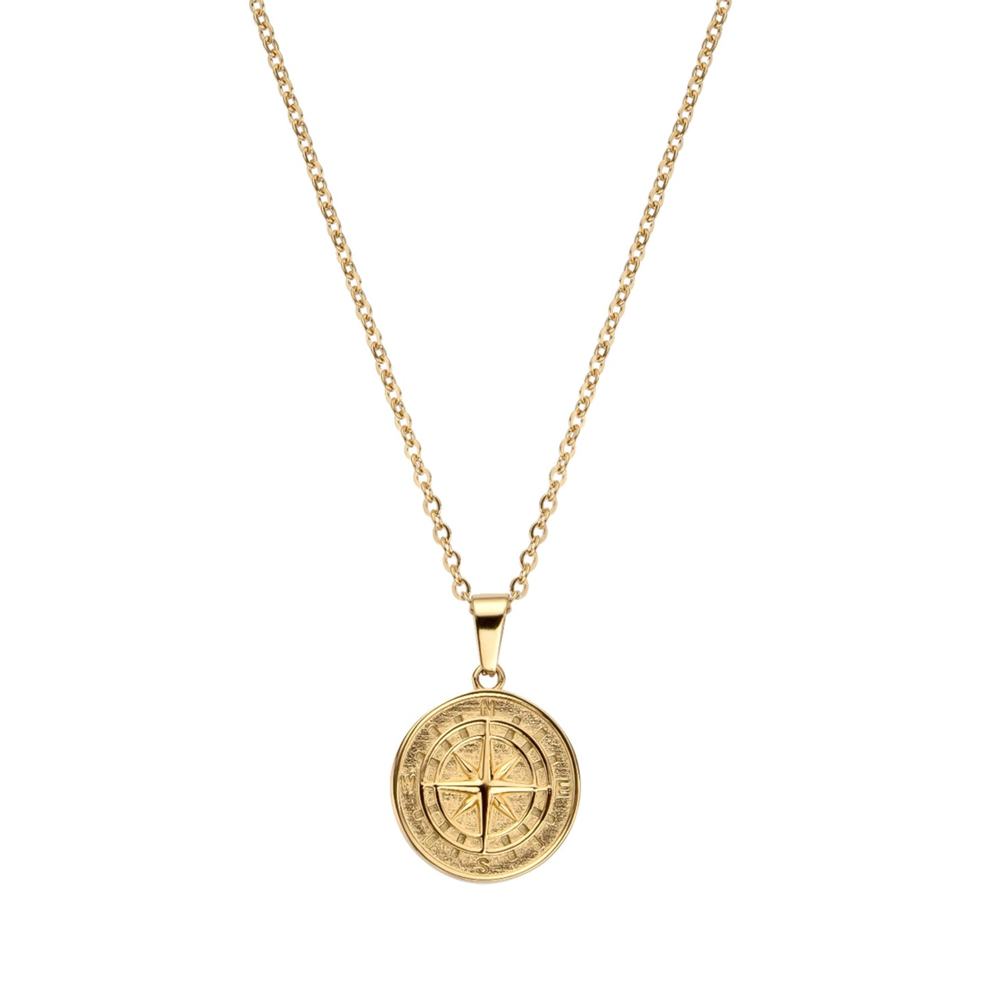 COMPASS PENDANT NECKLACE 18K GOLD PLATED