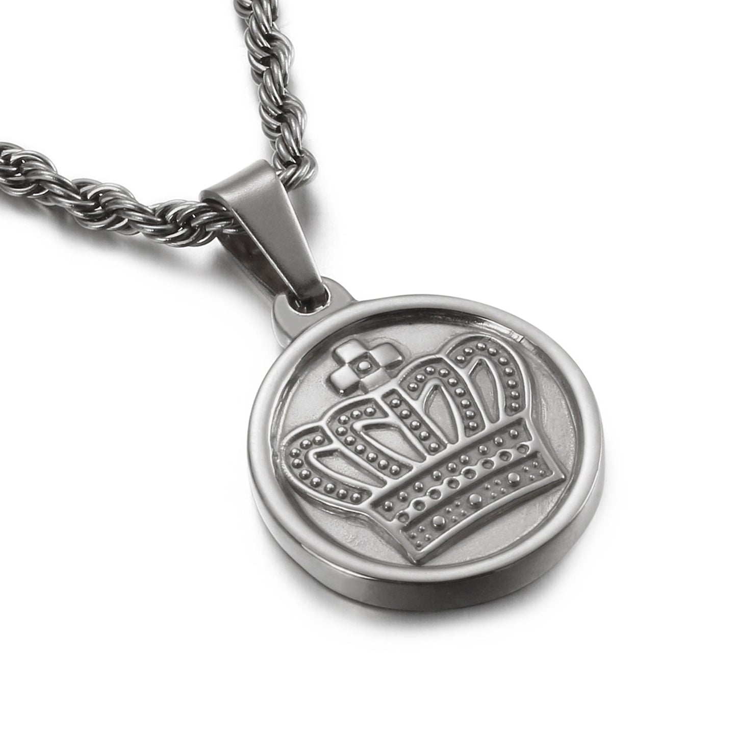 CROWN MEDAL NECKLACE SILVER