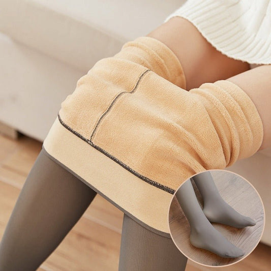 Fake Translucent Plus Size Leggings Fleece Lined Tights Fall And Winter Warm Fleece Winter Women Fleece Lined Pantyhose Thermal Winter Tights - AXON