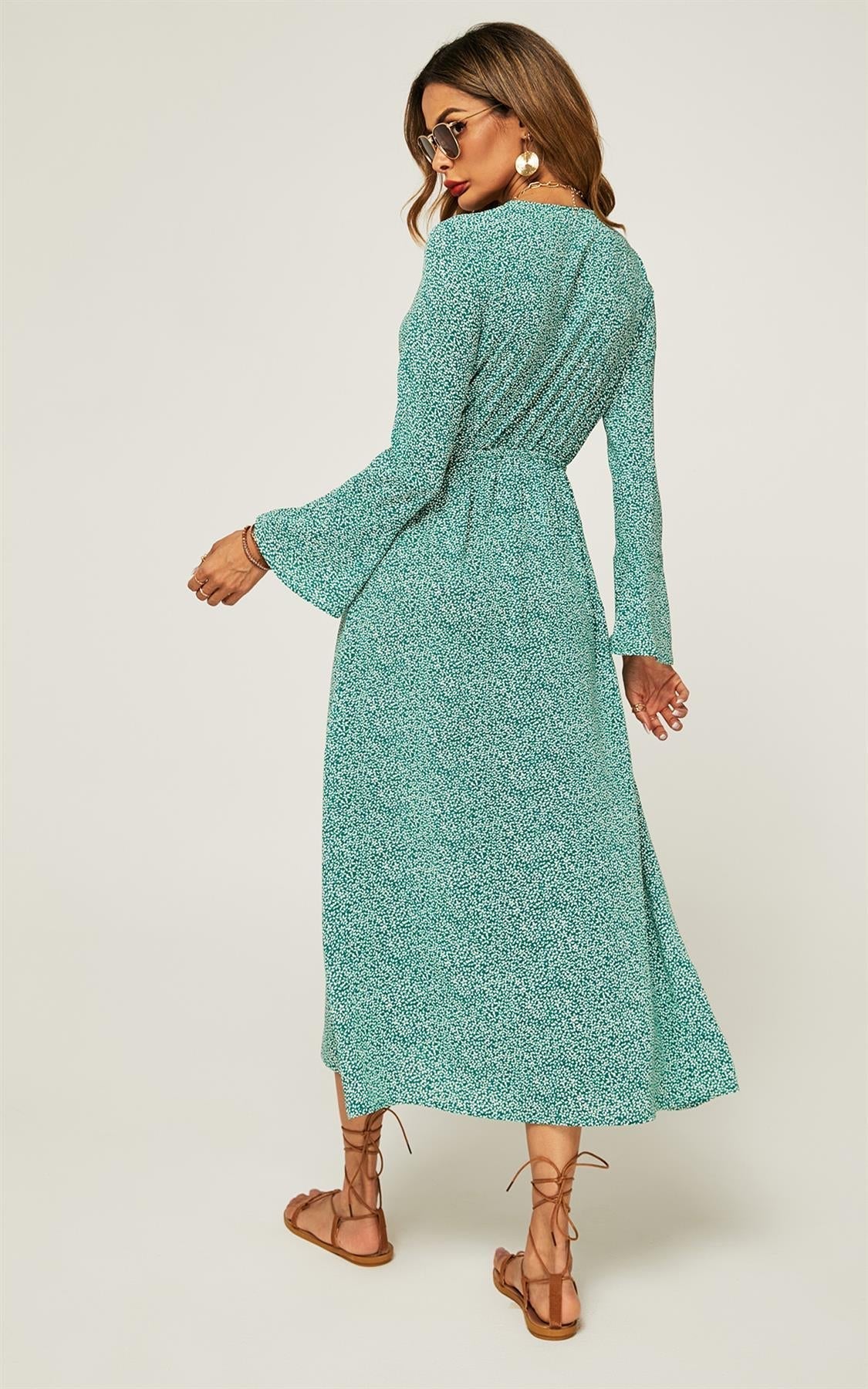 Floral Maxi Summer Dress In Mint Green - AXON