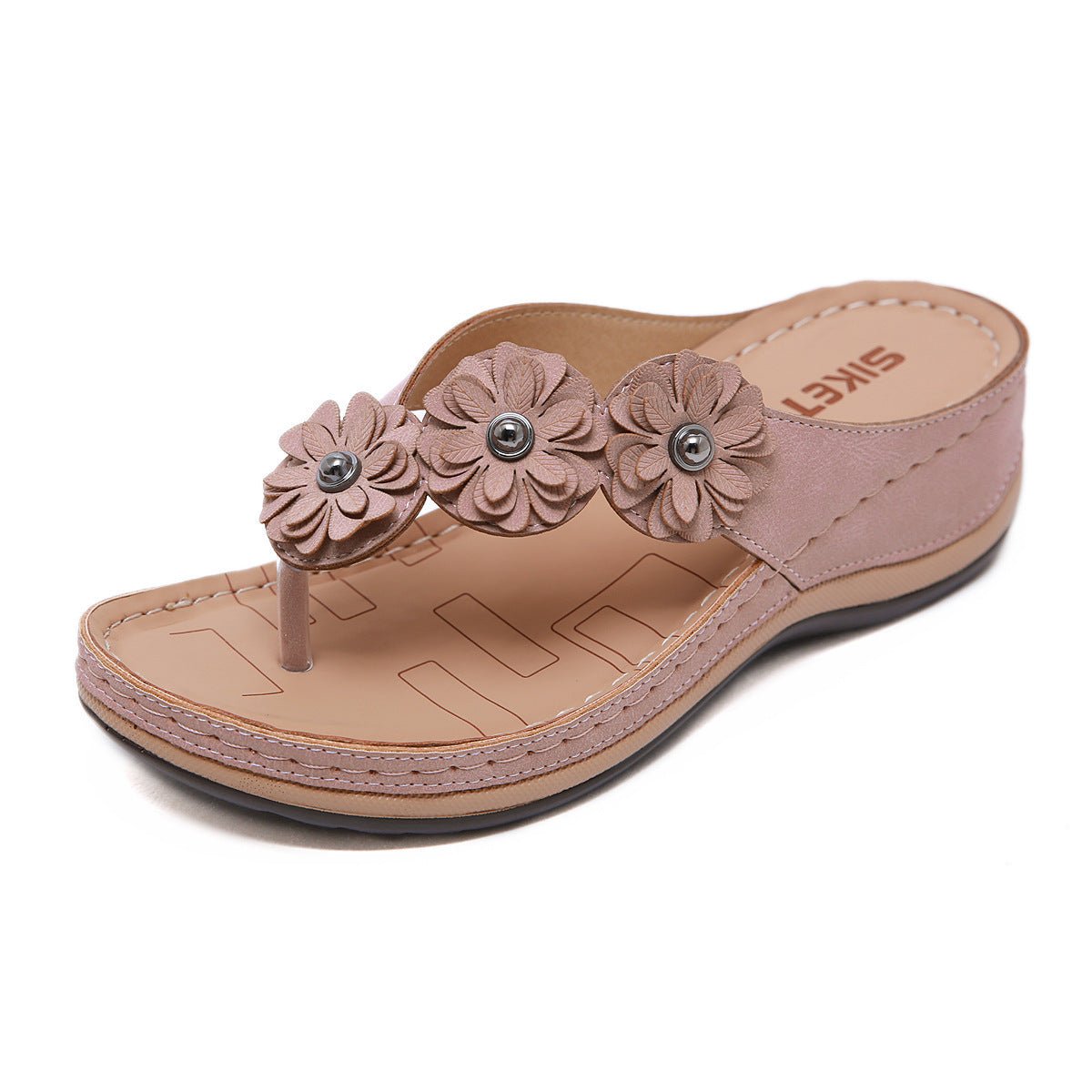 Flowers Sandals Women Retro Style Wedges Shoes Outdoor Beach Shoes Summer - AXON