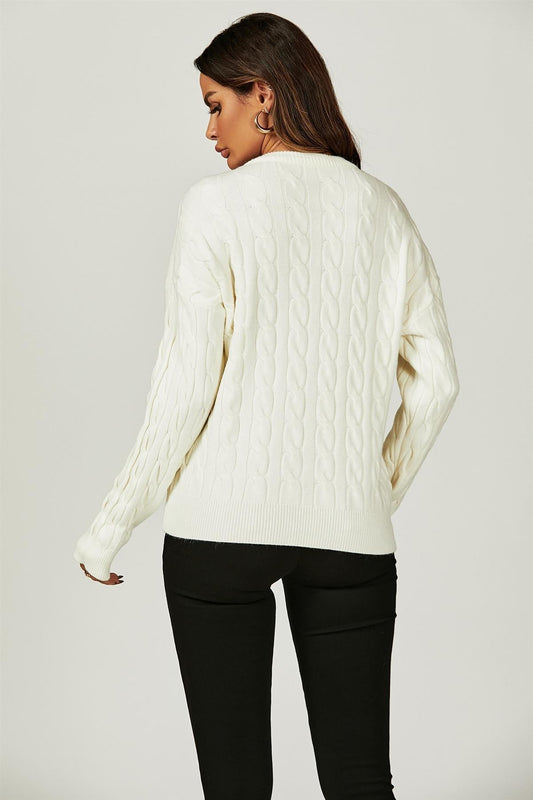 Heart Embroidery Jumper Top In Cream - AXON