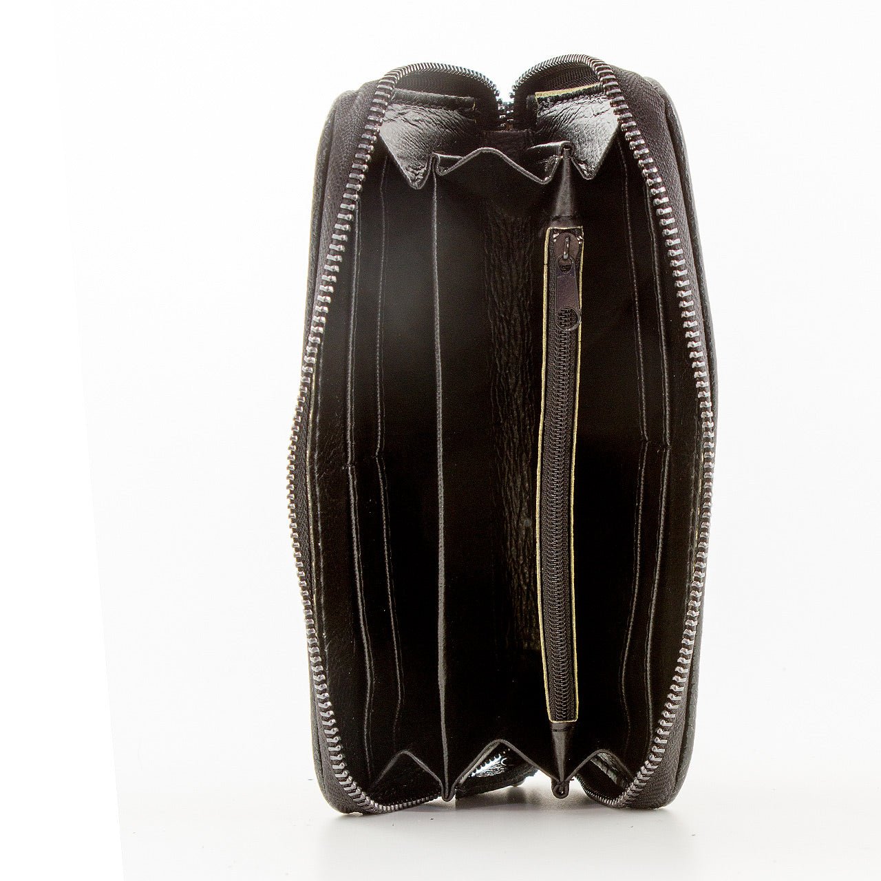 Leder Portemonnaie Metallic Schwarz - AXON