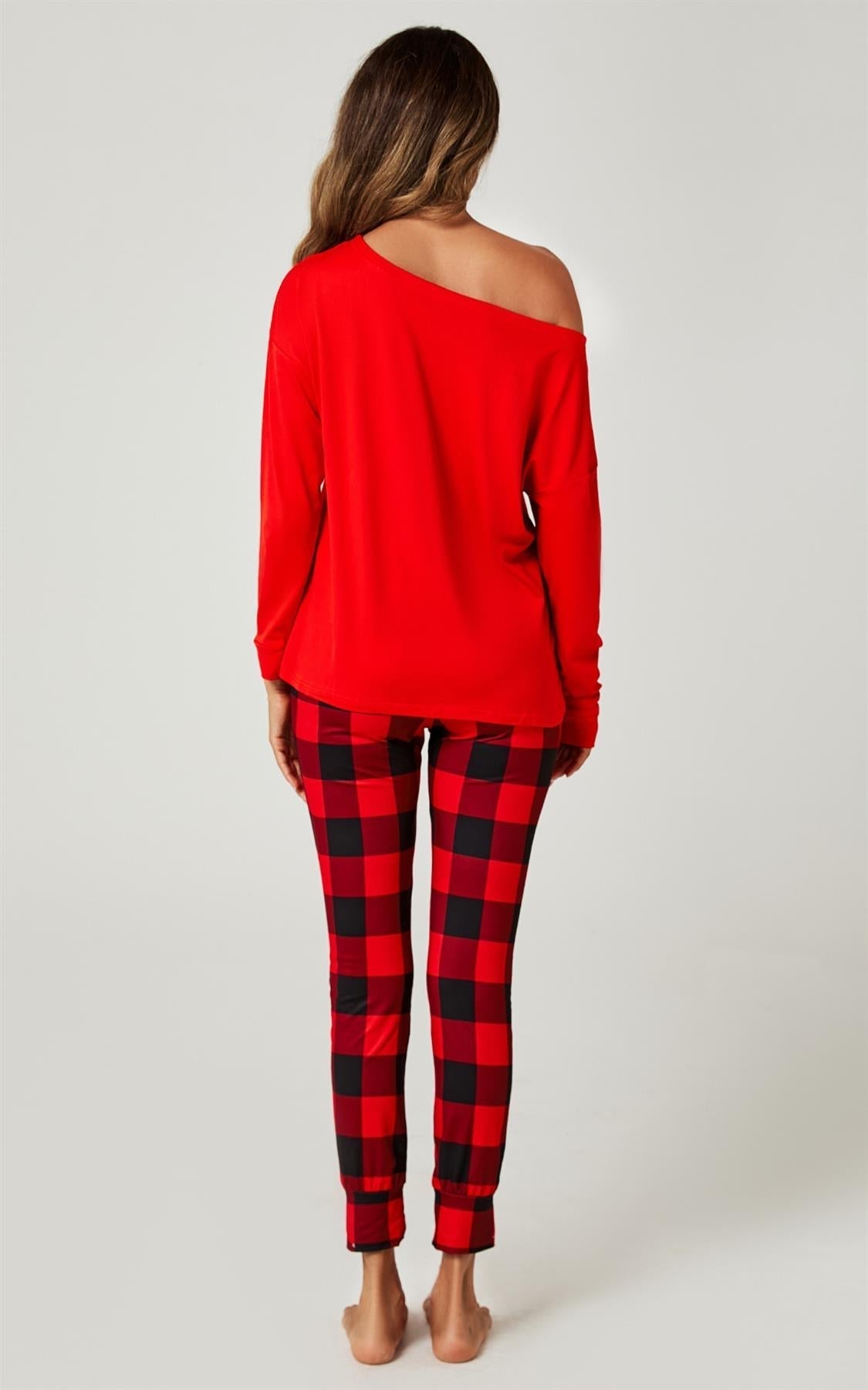 Let It Snow* Christmas Long Sleeve SweatShirt Top & Trousers Co Ord In Red - AXON