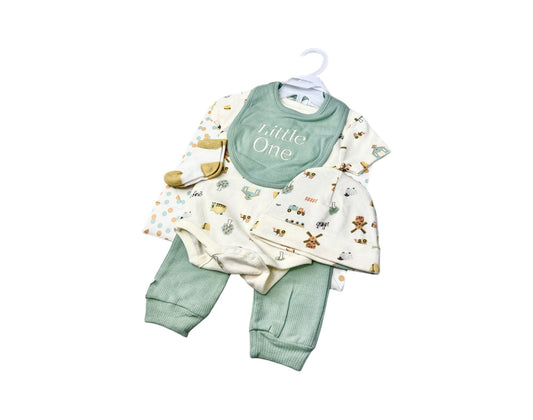 Baby Starter-Set » Geschenk Set aus Body, Hose, Lätzchen, Socken & Mütze » Geschenkidee für Babyparty » Baby Geschenk-Set für die Babyparty
