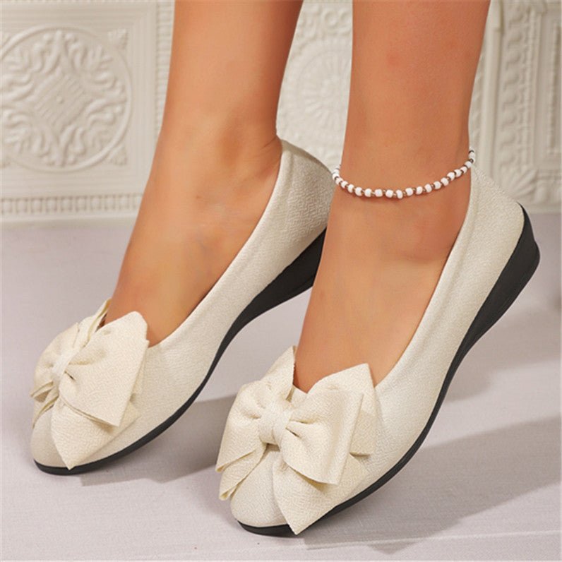 New Bowknot Flats Shoes Fashion Casual Round Toe Slip - on Shoes Loafers For Women - AXON