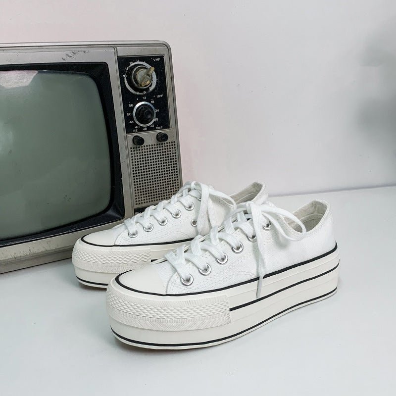 New Student Thick - Soled Increased Canvas Shoes Women - AXON