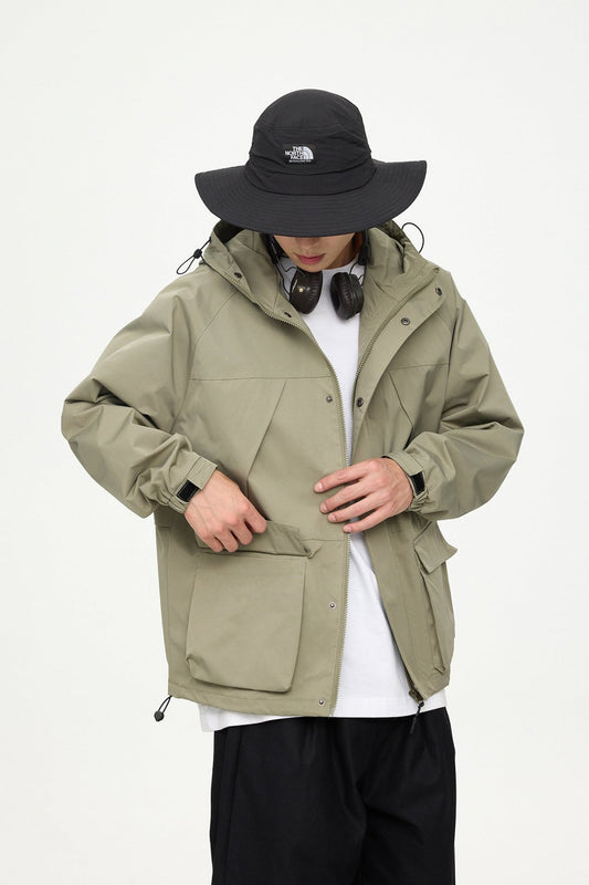 Patched Pockets Waterproof Jacket in Lightolive - AXON