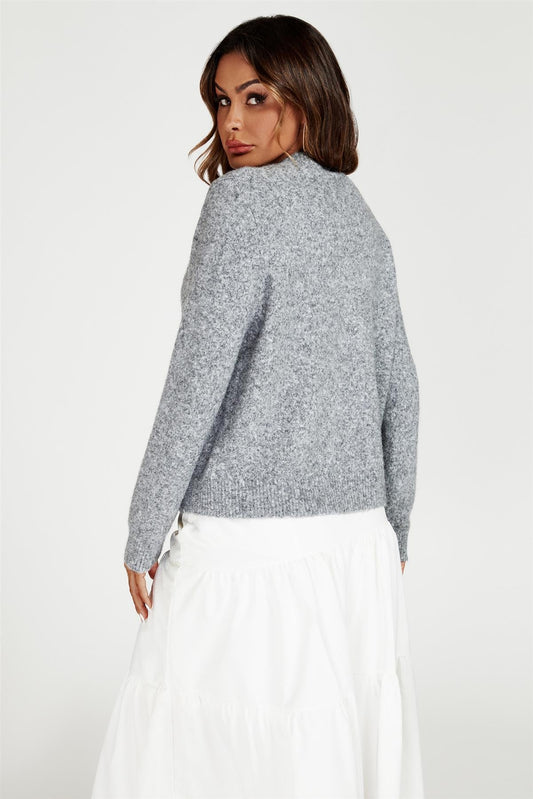 Rainbow Buttons Cardigan In Grey - AXON