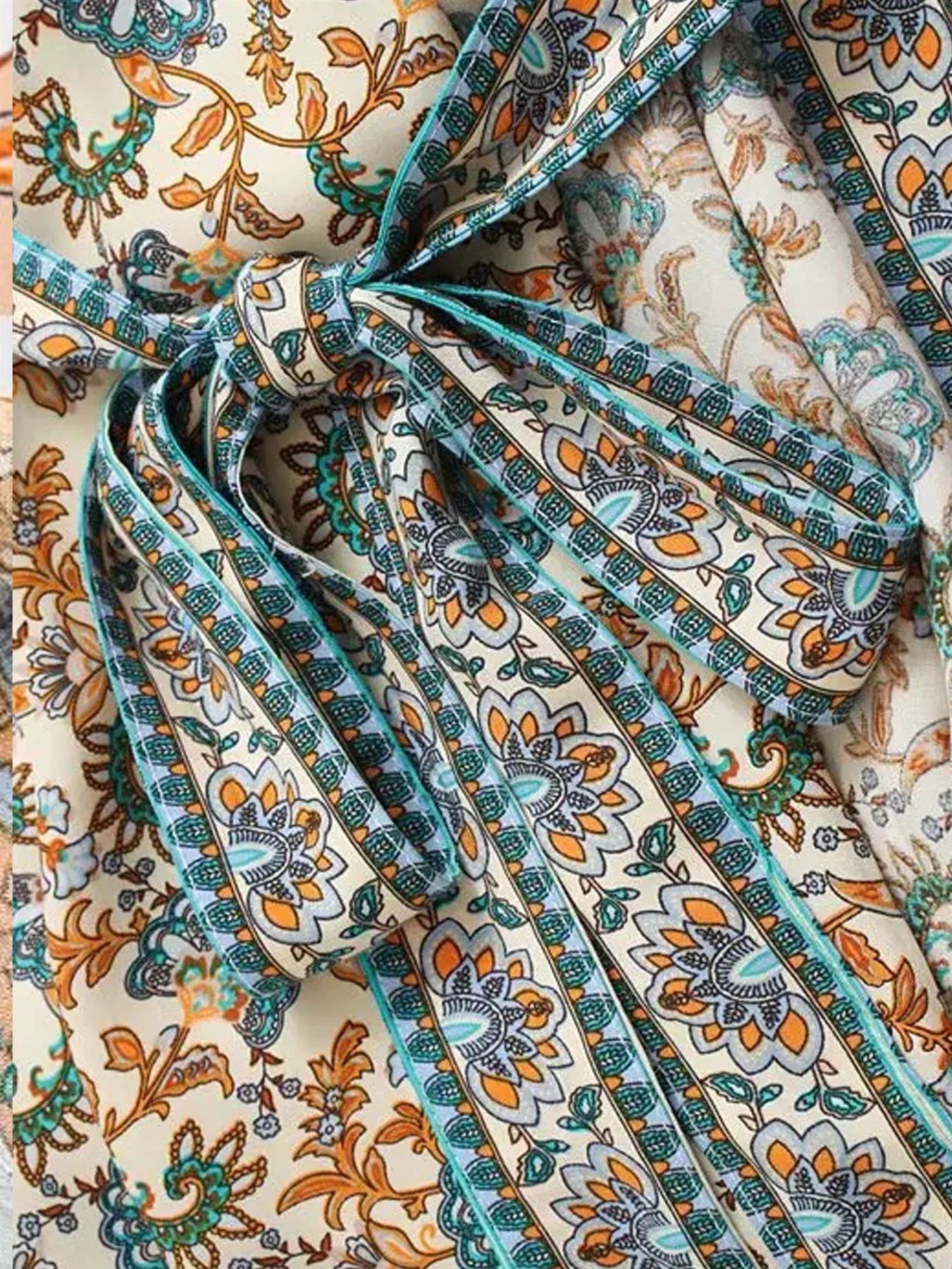 Relaxed Cotton Kimono In Blue Floral - AXON