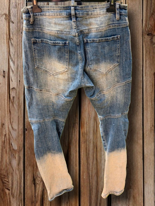 Lässige Blau Beige Jeanshose mit verwaschenem Finish für jeden Anlass - von Sexy Woman