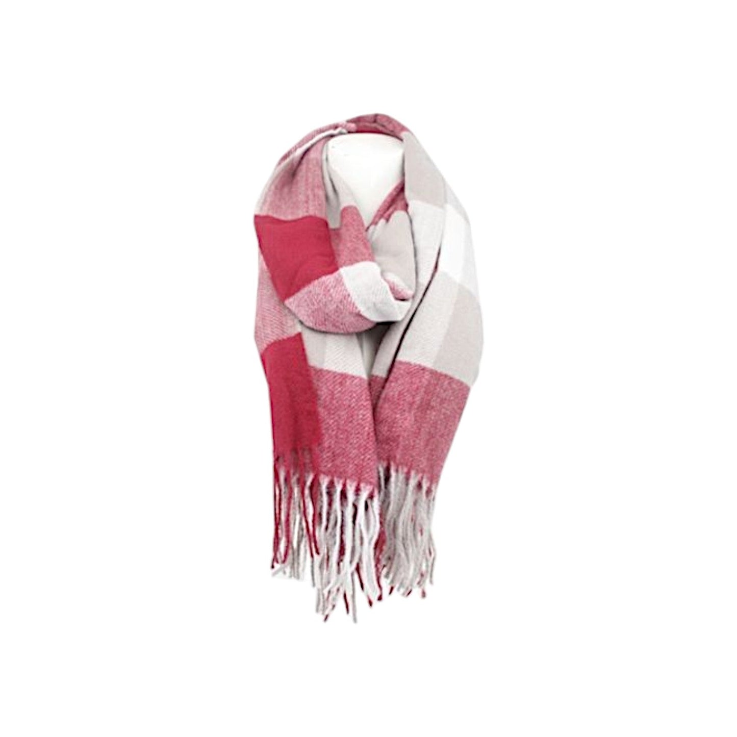 Winter Damen Schal » Cashmera Soft » Winterschal Karo Muster » Damenschal » Fransenschal 180 x 65 cm