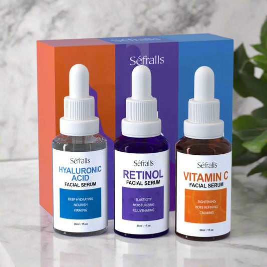 séfralls 3-step serum set hyaluronic acid vitamin c vitamin a for radiance