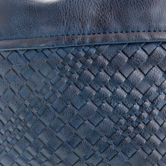 Schultertasche Beutel mit Flechtoptik Blau - AXON