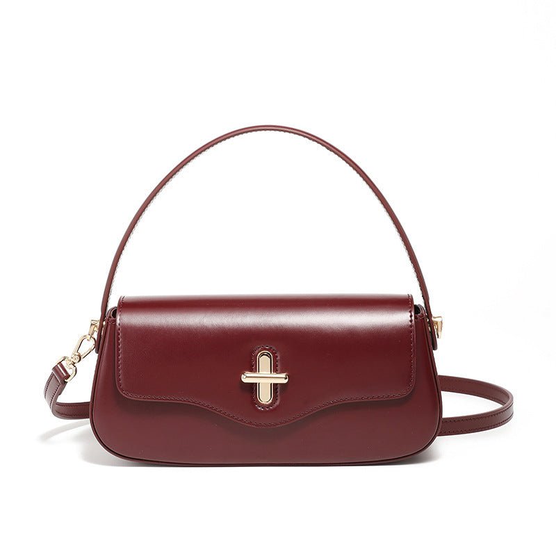 Spring And Summer New Moon Baguette Bag Leather Handbag - AXON