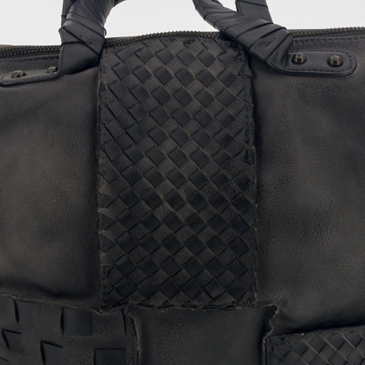 Vintage Bag Tasche Flechteinsatz Schwarz - AXON