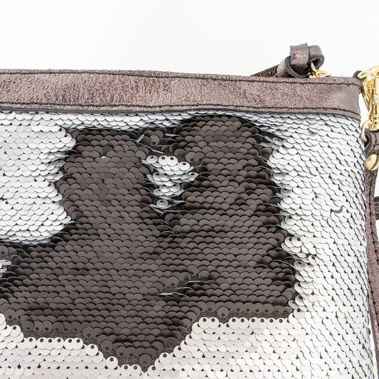 Wende Pailletten Mäppchen Clutch Silber - AXON