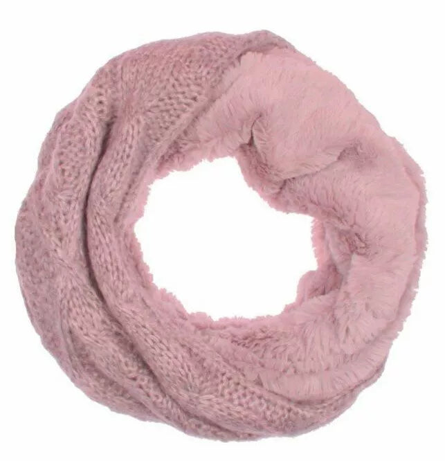 Winter Damen Loop Schal » Loopschal mit Wendemöglichkeit » Strickschal mit Fell » Damenschal warm und flauschig