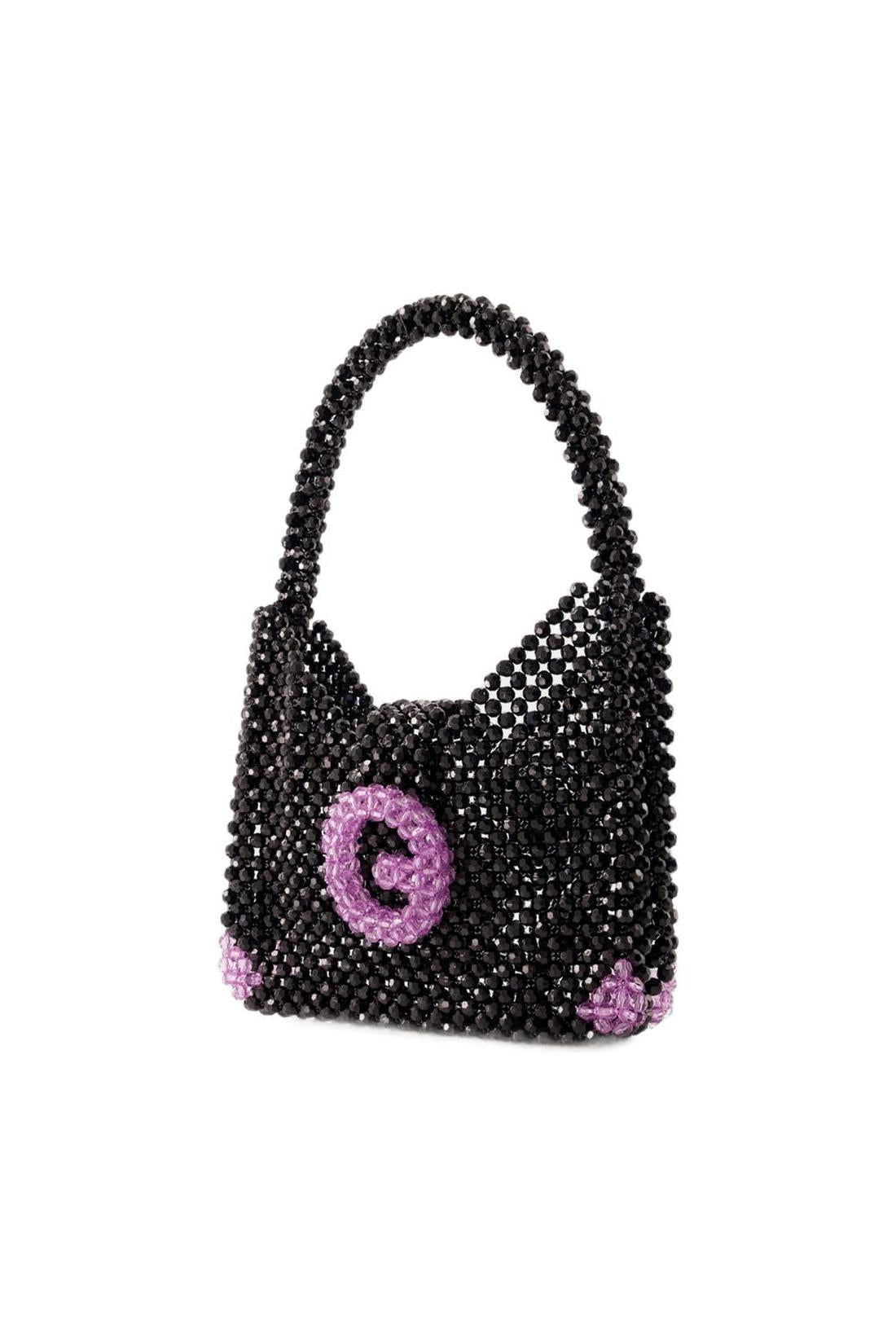 Hobo-Tasche mit Perlen - Germanier - Perlen - Schwarz