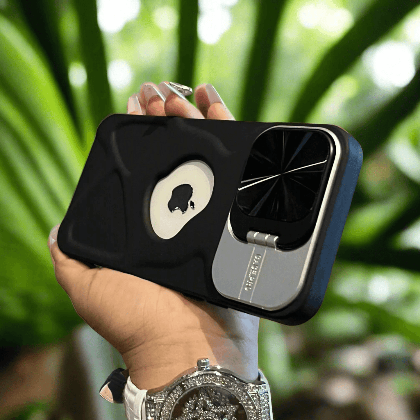 Fashion logo hole magnetic case for iphone lens protection covers