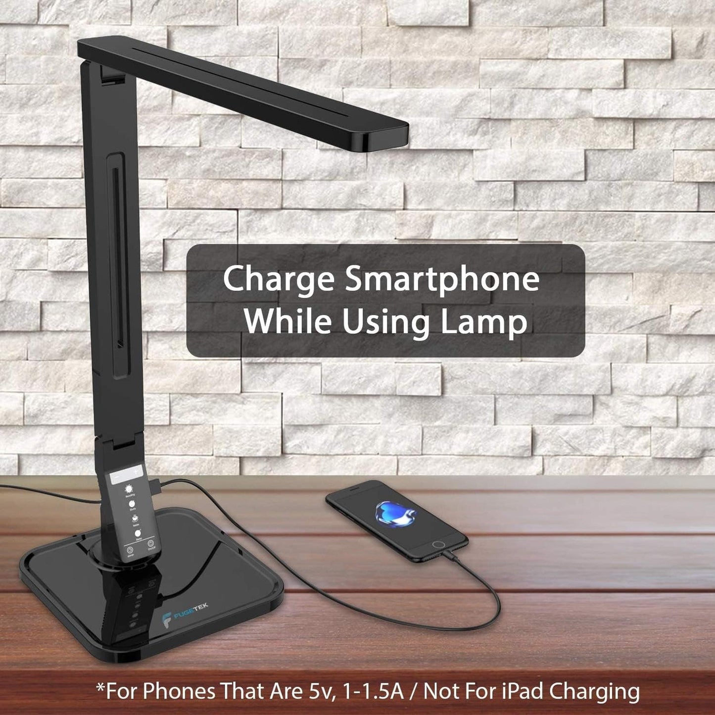 LED Desk Lamp with Eye-Caring Tech & USB Charging - 5 Modes, 14W