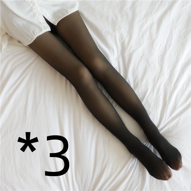 Fake Translucent Plus Size Leggings Fleece Lined Tights Fall And Winter Warm Fleece  Winter  Women Fleece Lined Pantyhose Thermal Winter Tights