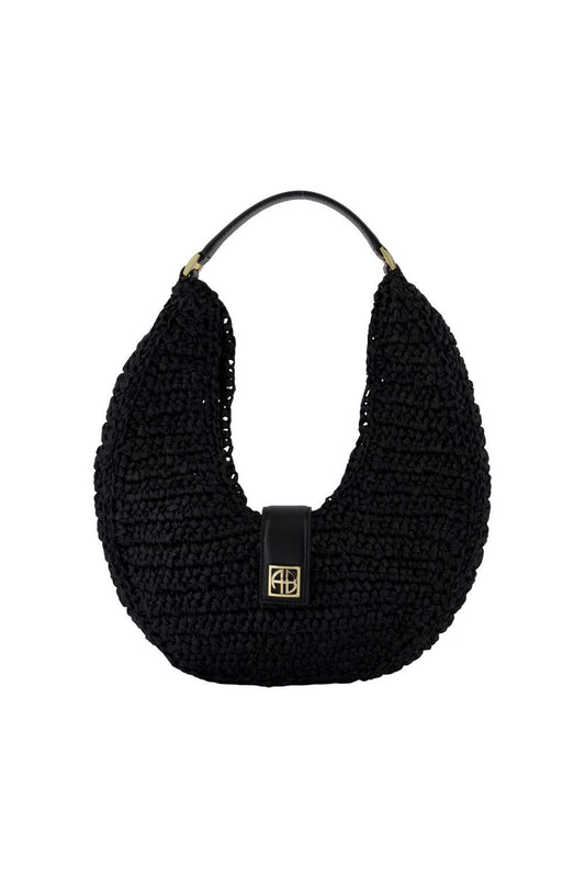 Schultertasche Lou Monogram Black - ANINE BING - Canvas - Schwarz