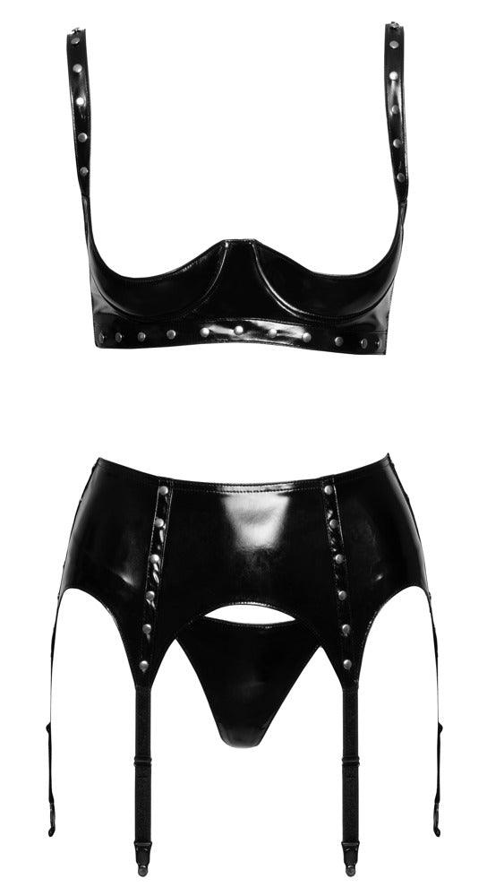 Black Vinyl Suspender Set