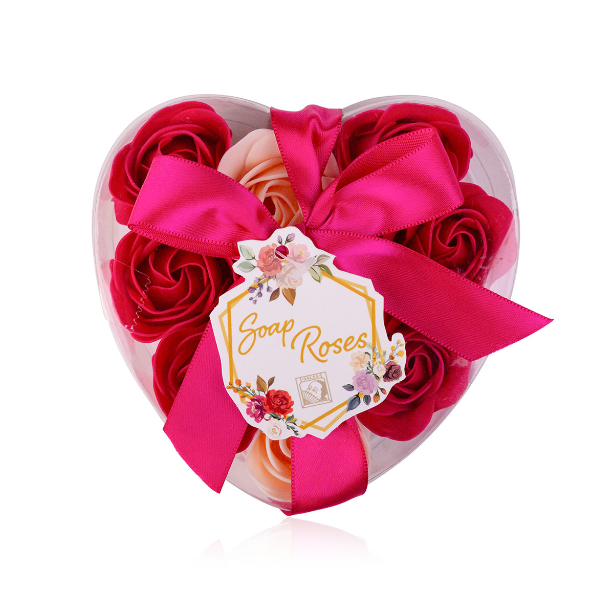 Baderosen » Herzbox mit Seifenrosen » Badekonfetti » 9 Stück im Set je 3 g (vegan)