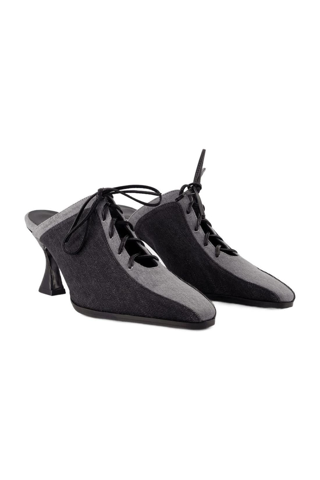 Korsettsandalen - Carel - Leinwand - Schwarz