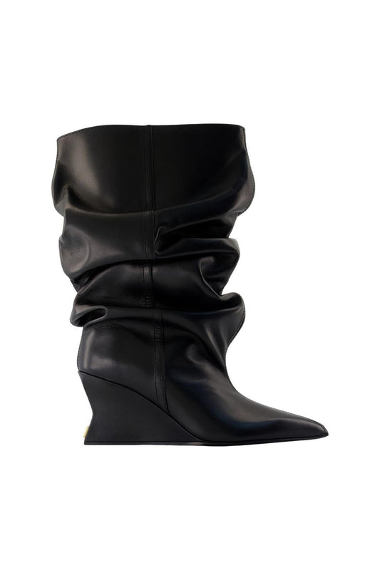 Wedge Stiefeletten - Balmain - Leder - Schwarz