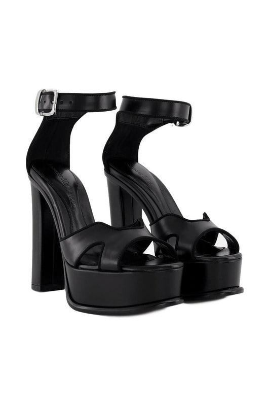 Pumps aus Leder Schwarz / Silber