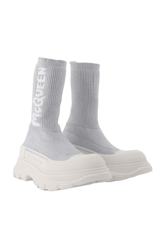 Tread Slick Sneakers aus silbernem &amp; weißem Canvas