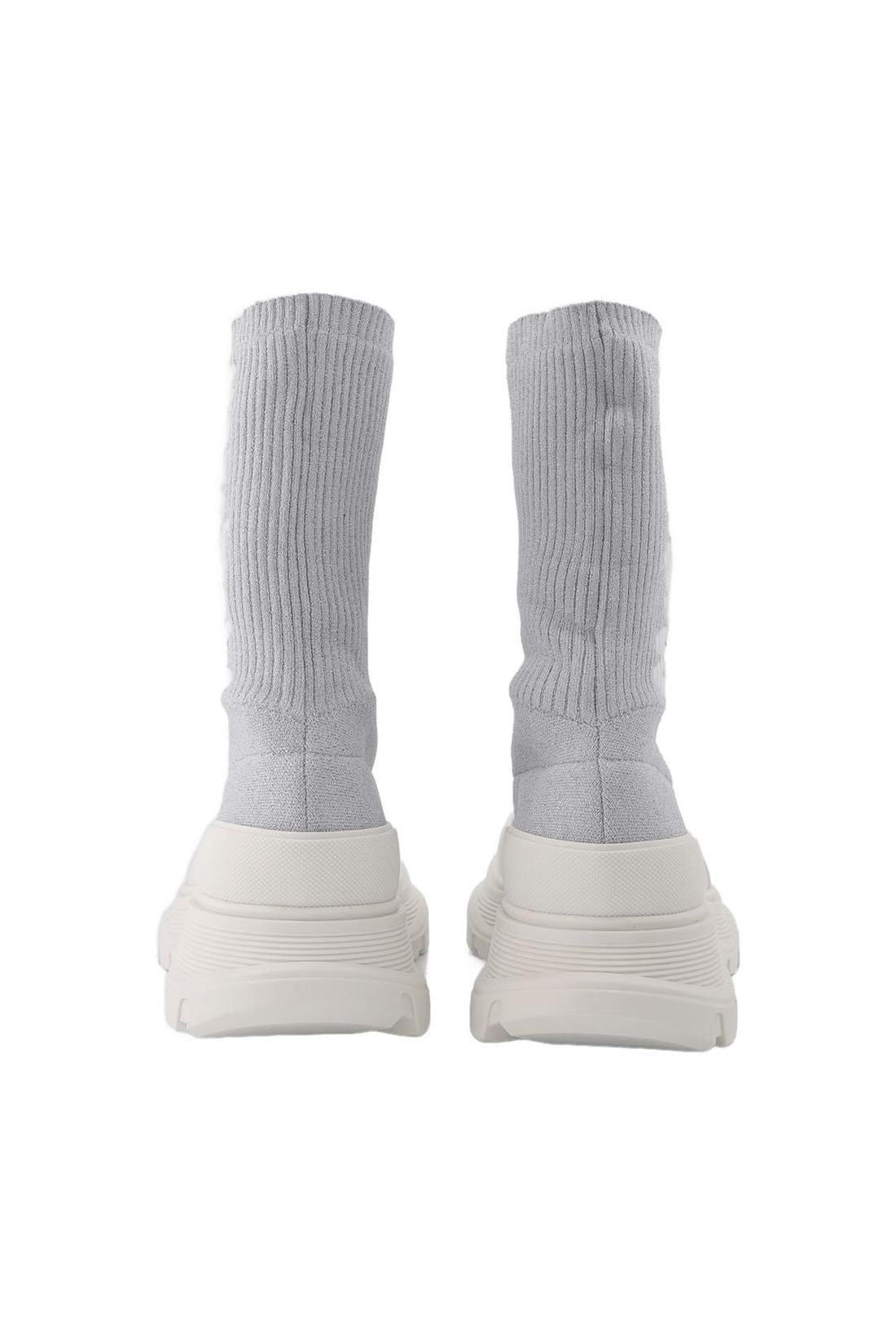 Tread Slick Sneakers aus silbernem &amp; weißem Canvas